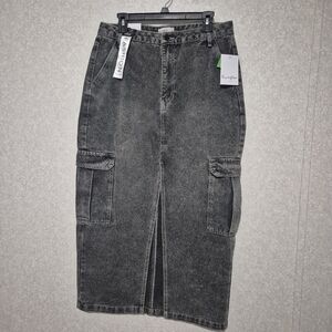 NWT Love, Fire Charcoal Denim Maxi Skirt...size:13